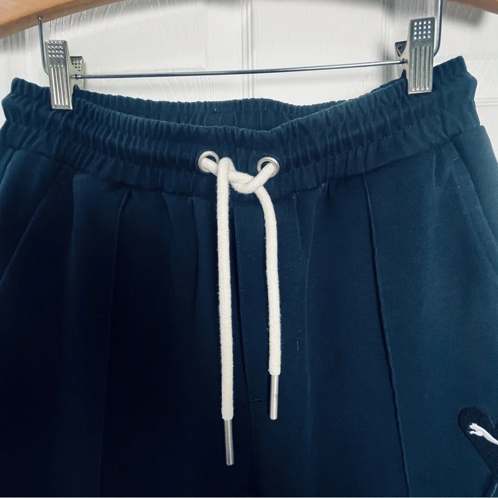 Puma x AMI Paris Navy Track Pants Zip Ankle Drawstring Joggers Womens L - Picture 5 of 14